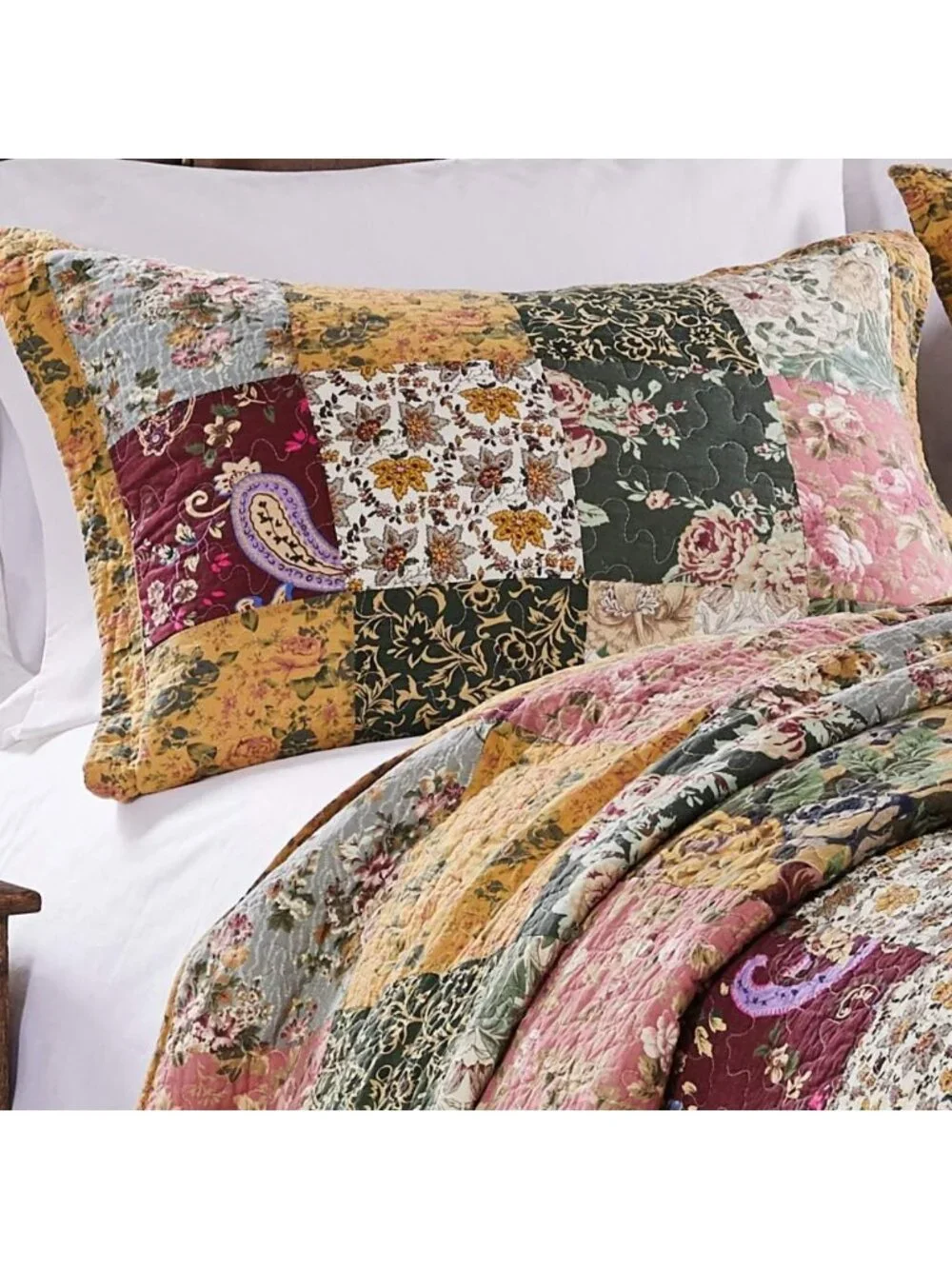 Antique Chic Patchwork Cotton Quilt Set - 3-Piece Multicolor King/Cal King